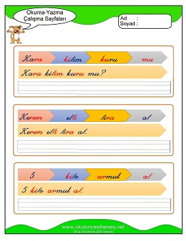 k sesi Grubu Çalışma Sayfaları